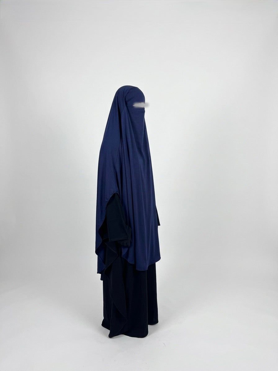 Khimar arrondi en jersey - Bleu marine
