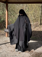 Maxi khimar arrondi en jersey - Noir