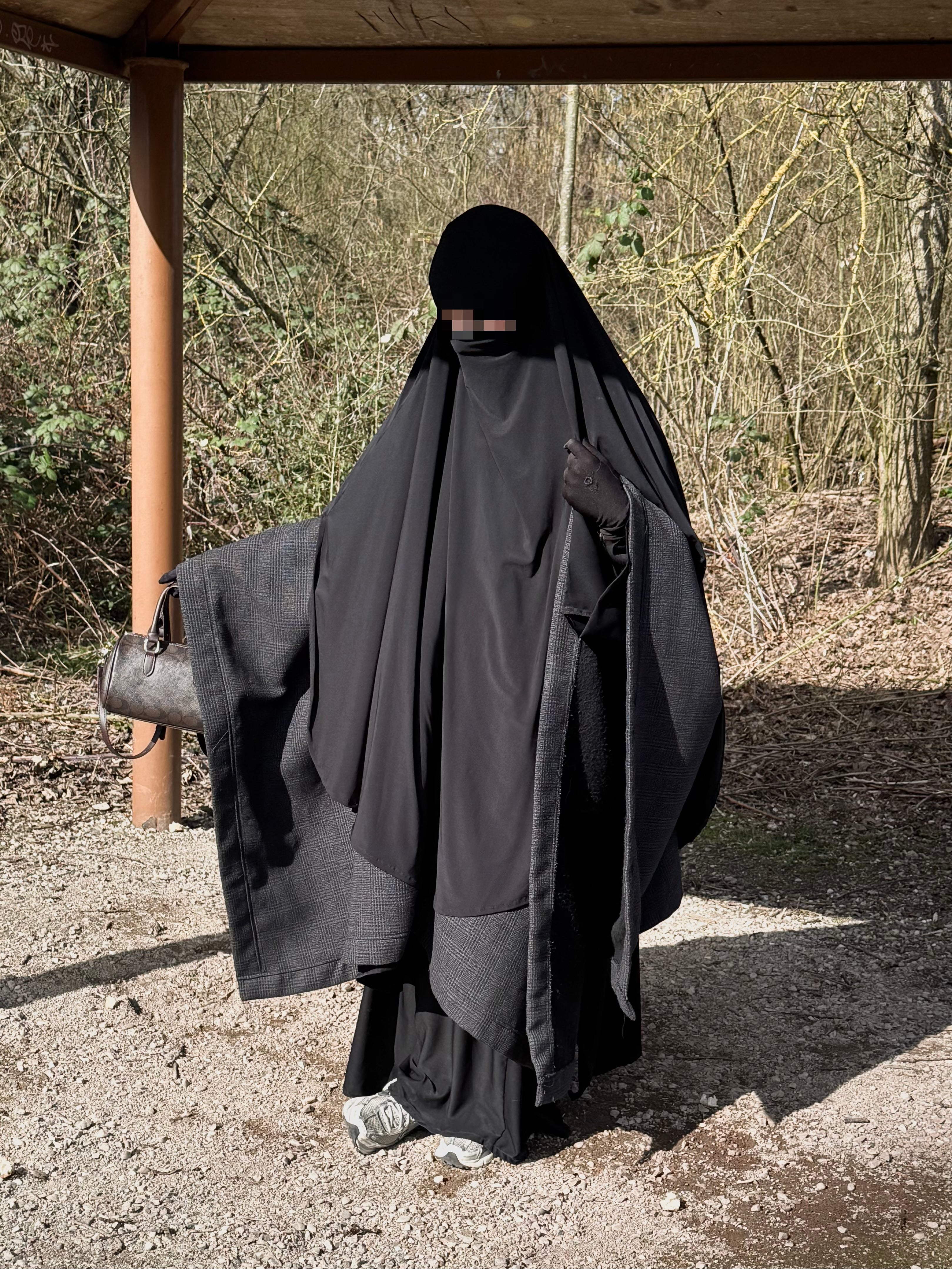 Maxi khimar arrondi en jersey - Noir