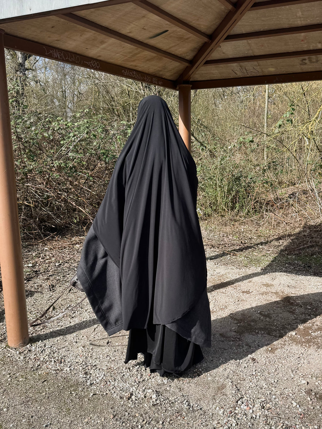 Maxi khimar arrondi en jersey - Noir