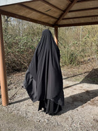 Maxi khimar arrondi en jersey - Noir