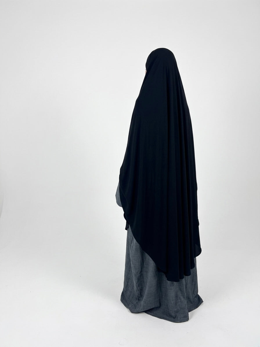 Khimar arrondi en jersey - Noir