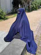 Maxi khimar arrondi en jersey - Bleu marine