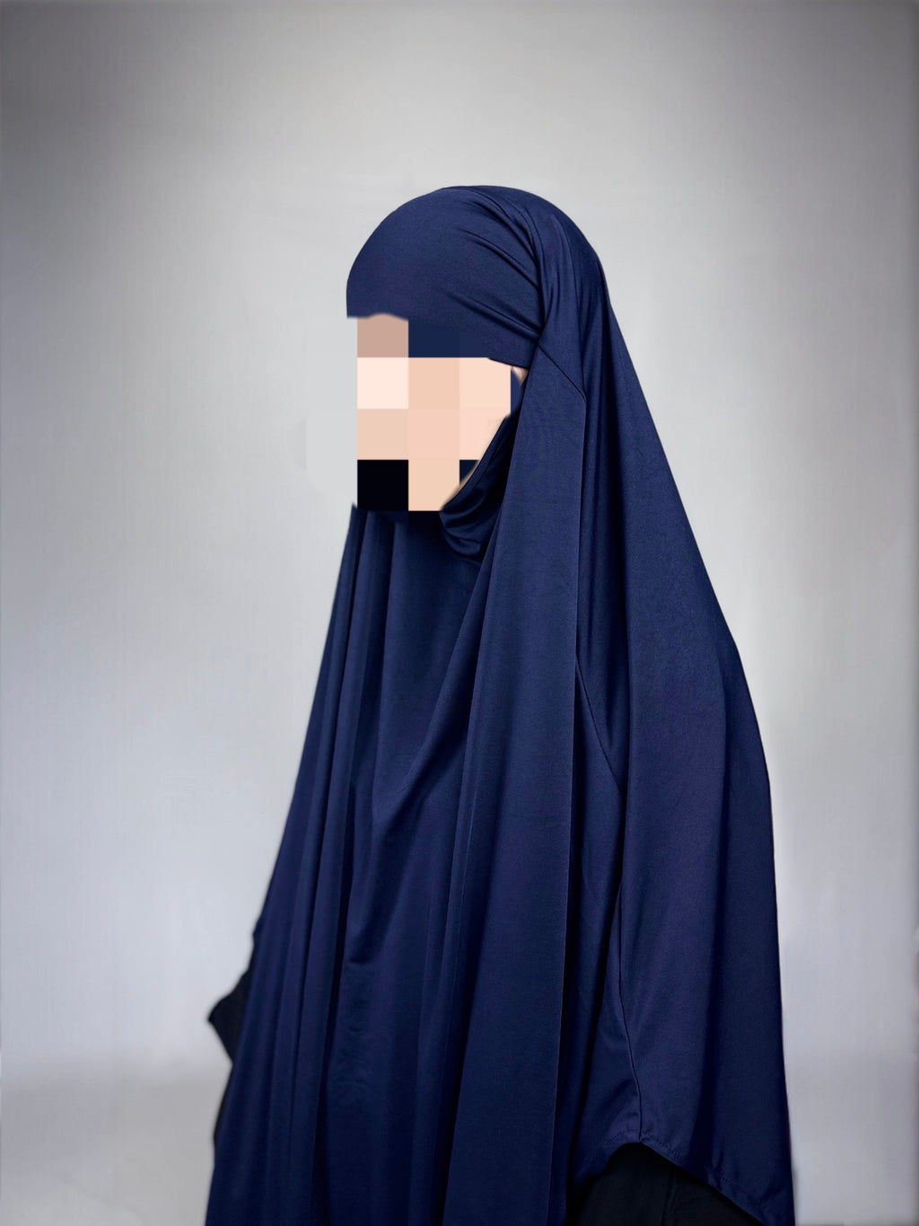 Khimar arrondi en jersey - Bleu marine