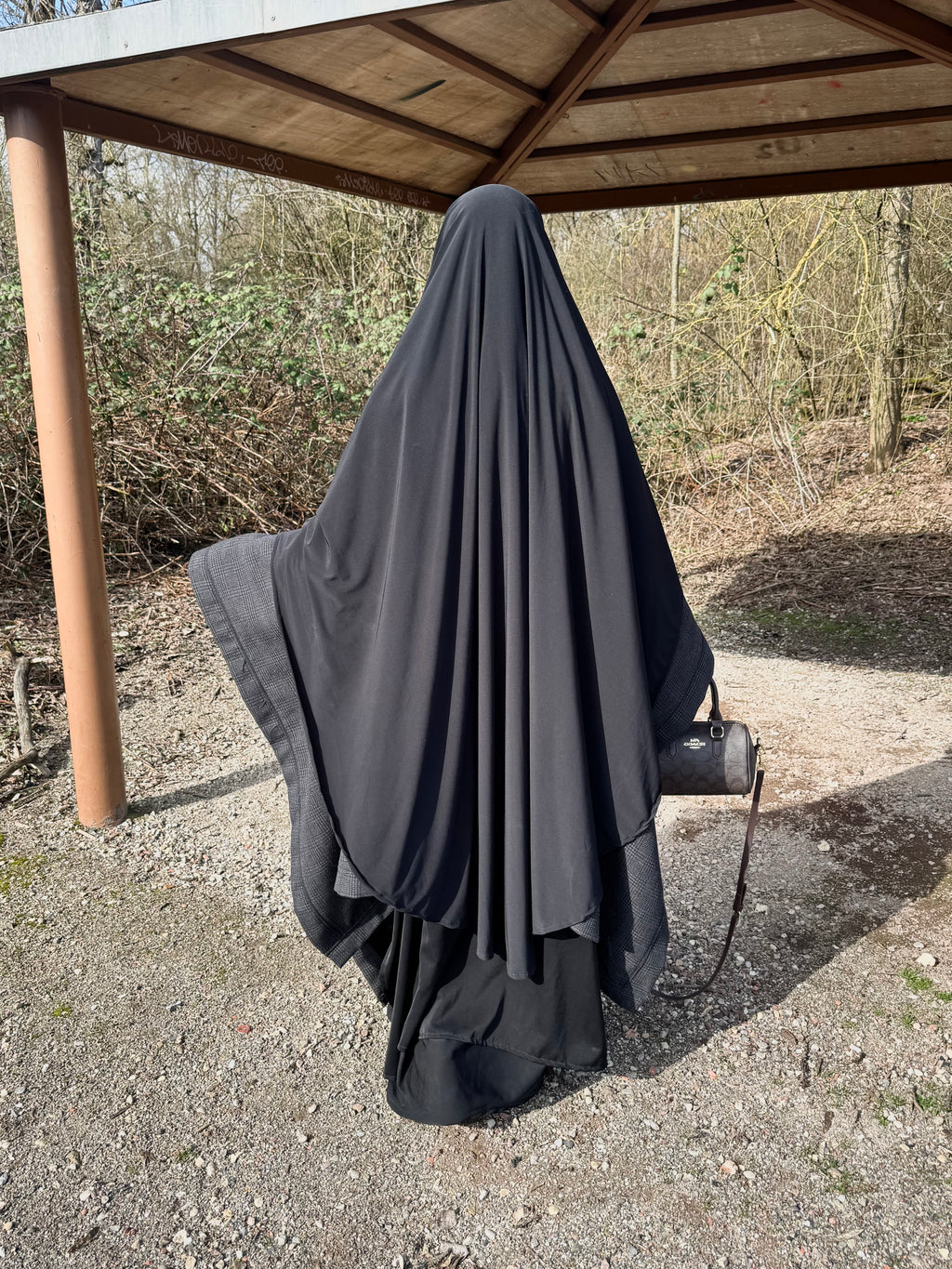 Maxi khimar arrondi en jersey - Noir