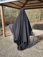 Maxi khimar arrondi en jersey - Noir