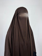 Khimar arrondi en jersey - Marron