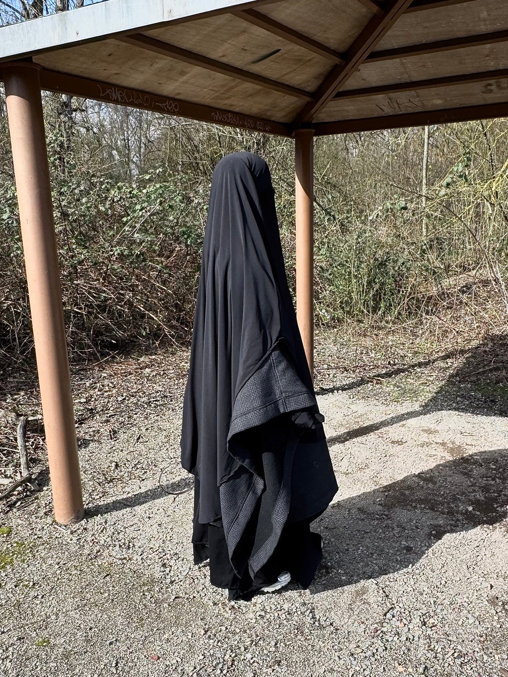 Maxi khimar arrondi en jersey - Noir