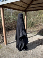 Maxi khimar arrondi en jersey - Noir