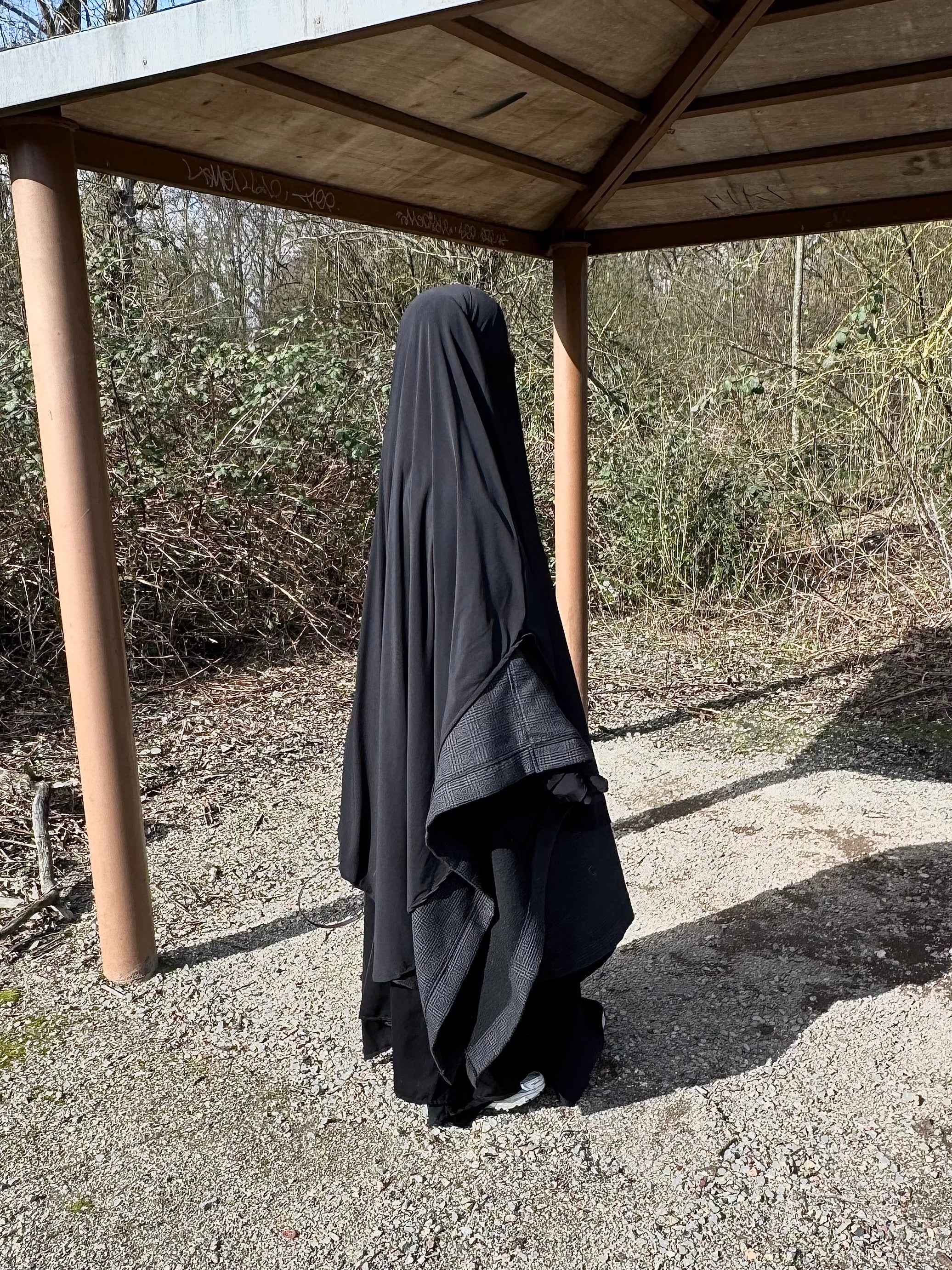 Maxi khimar arrondi en jersey - Noir