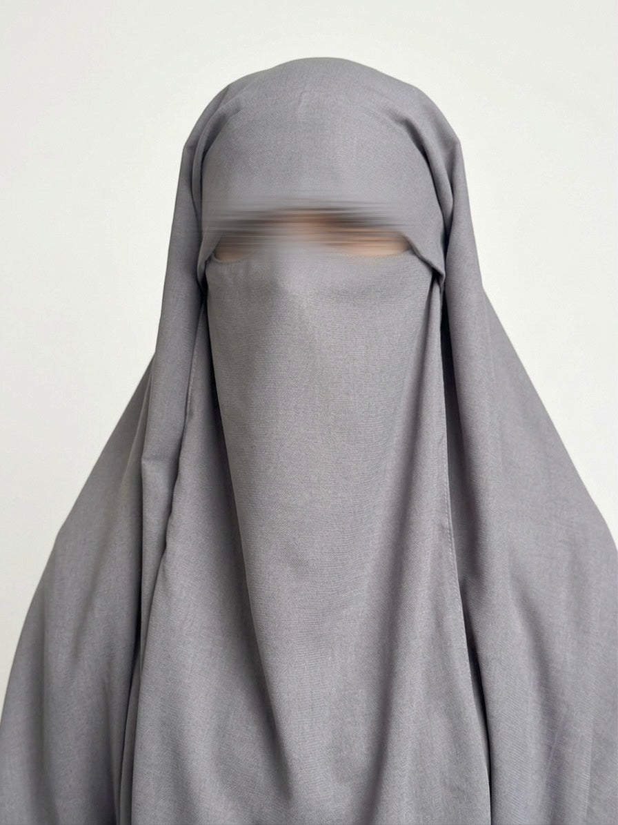 Niqab modulable en woolpeach et mousseline
