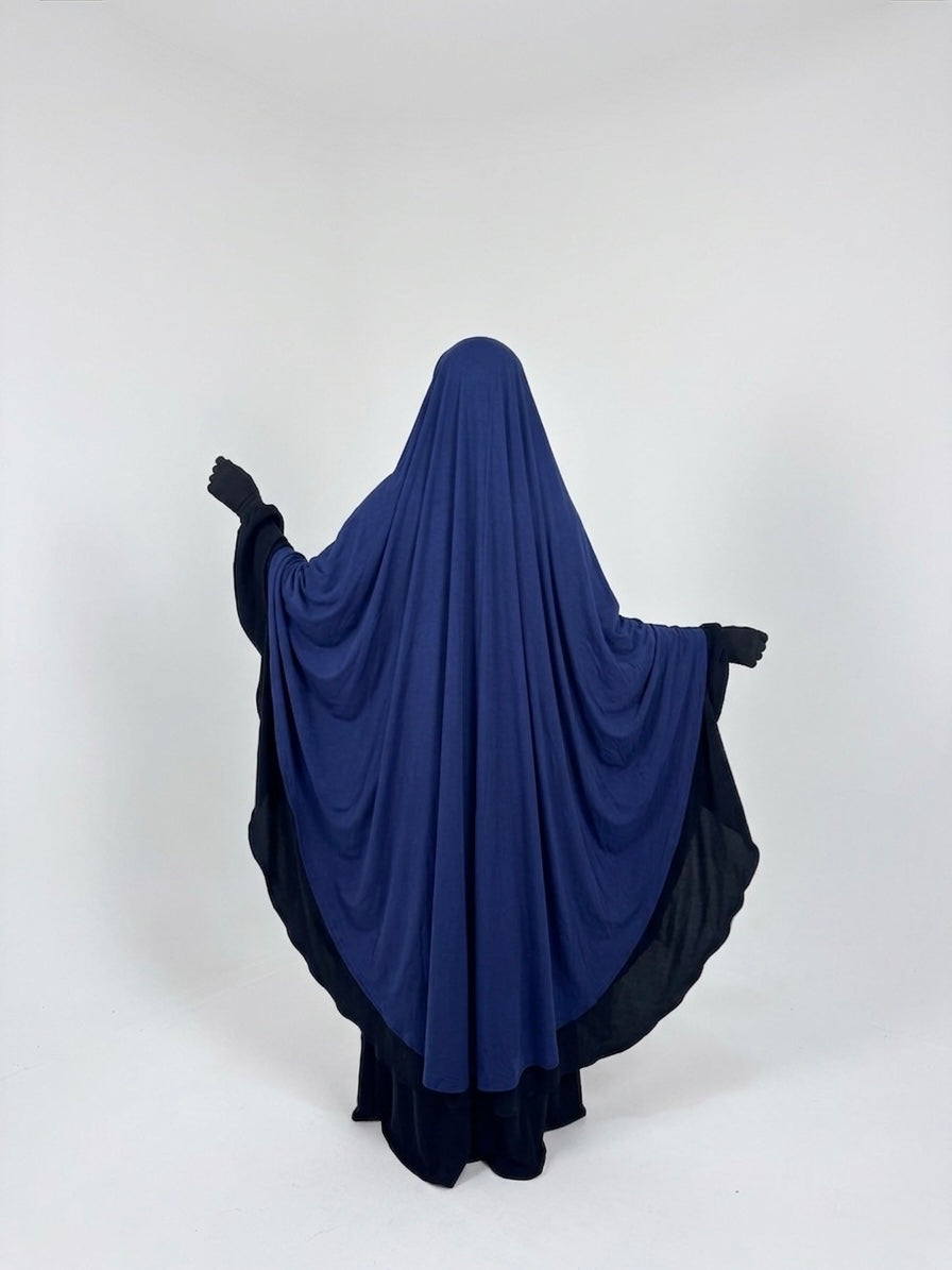 Khimar arrondi en jersey - Bleu marine