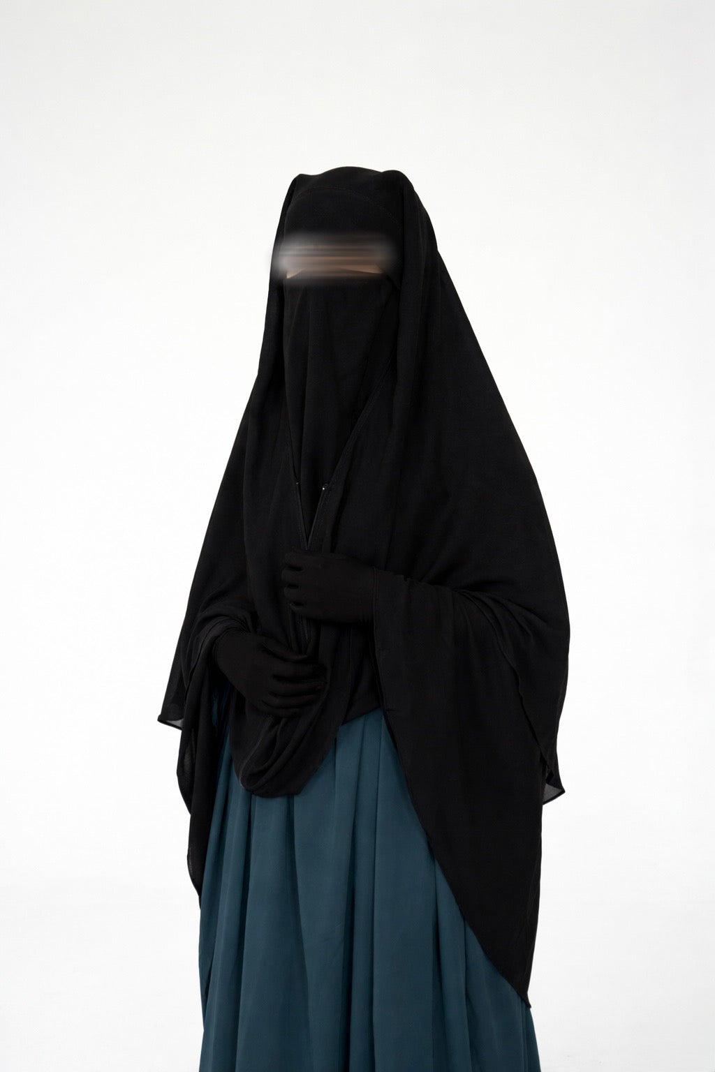 Niqab modulable en woolpeach et mousseline