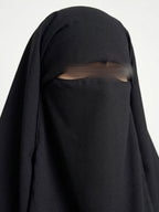 Niqab modulable en woolpeach et mousseline