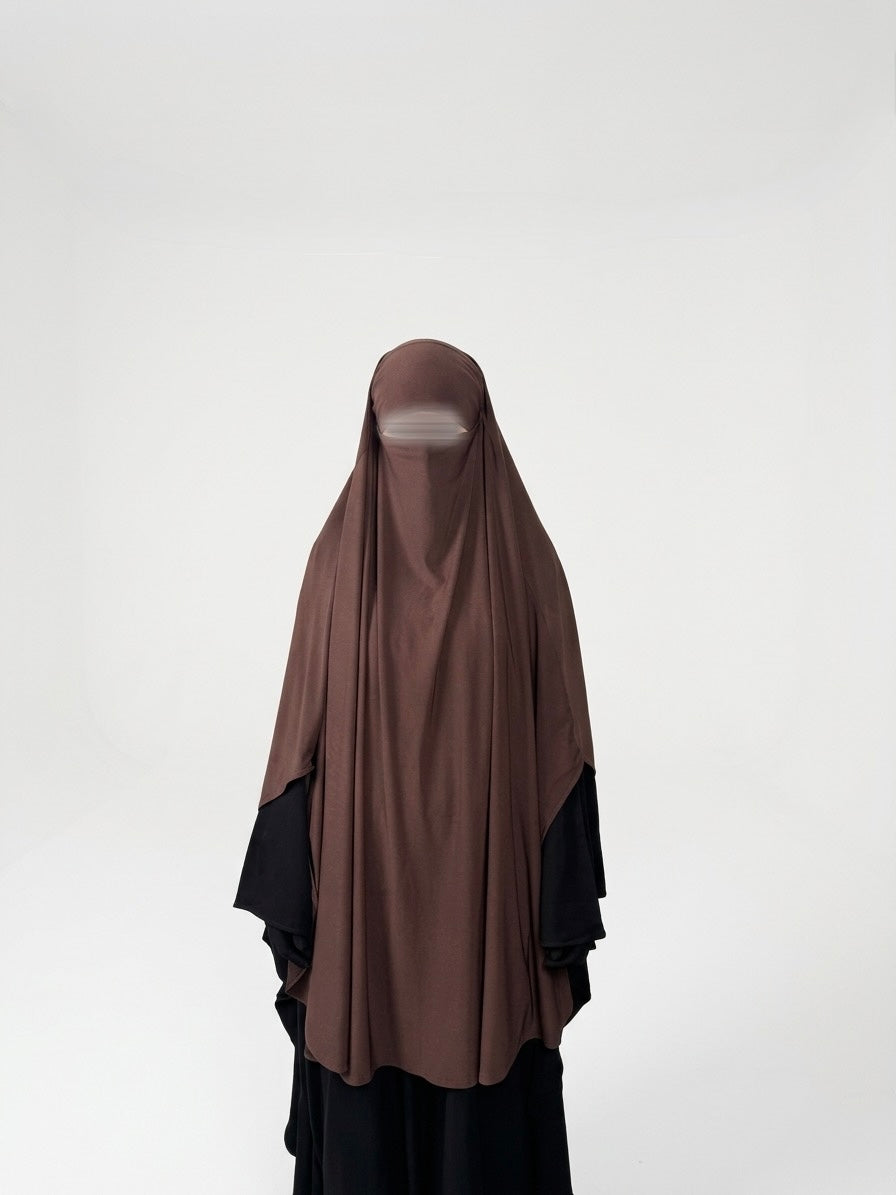 Khimar arrondi en jersey - Marron