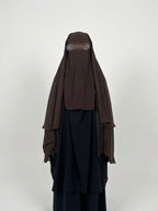 Niqab modulable en woolpeach et mousseline