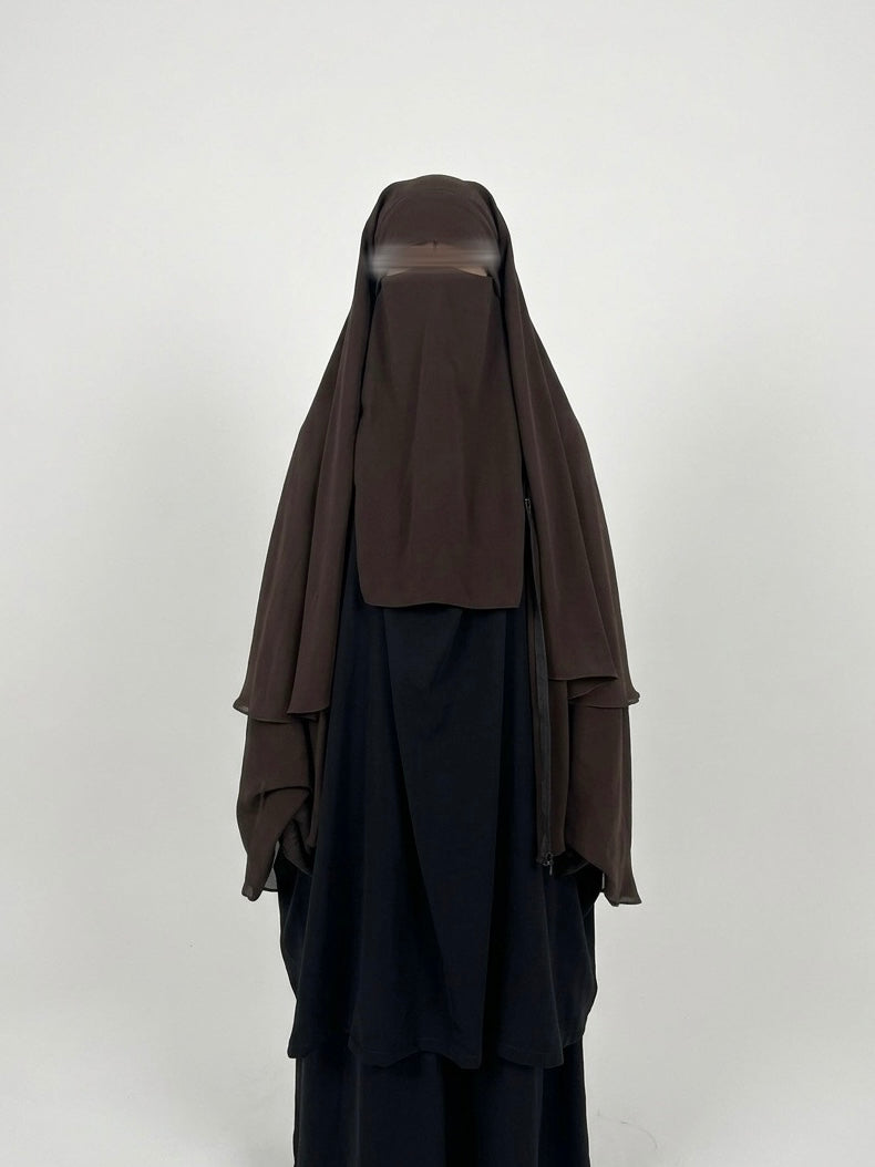 Niqab modulable en woolpeach et mousseline