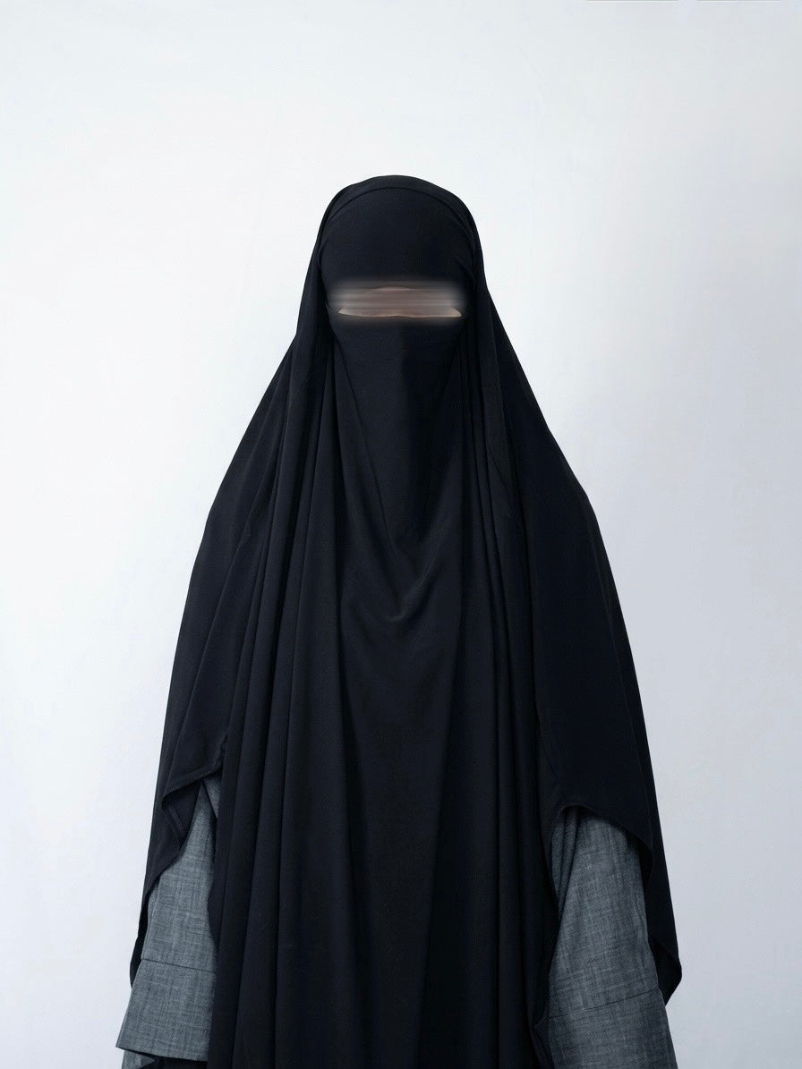 Khimar arrondi en jersey - Noir