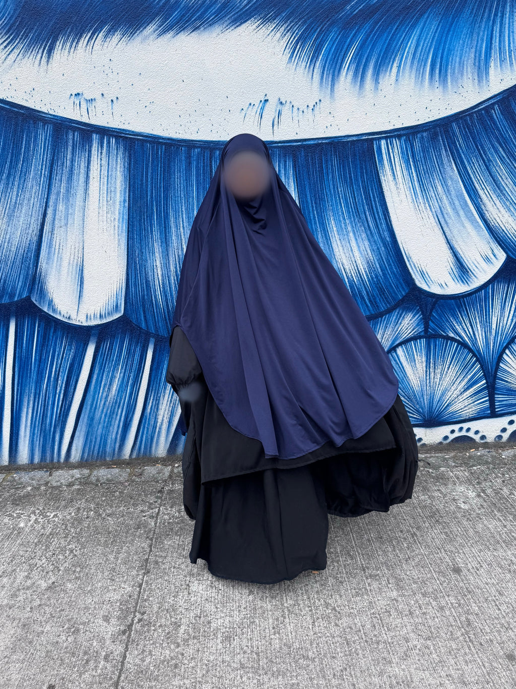 Maxi khimar arrondi en jersey - Bleu marine
