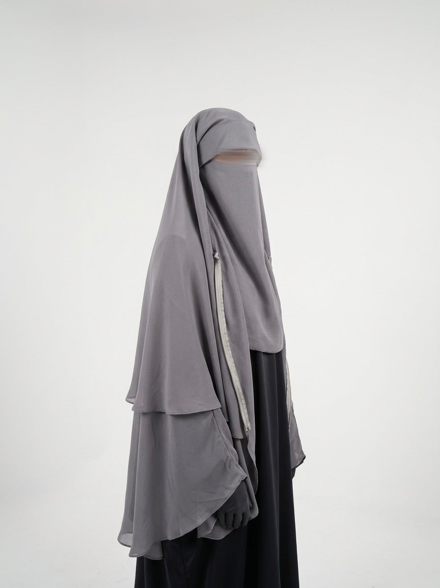Niqab modulable en woolpeach et mousseline