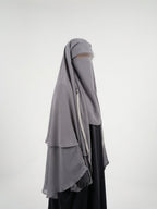 Niqab modulable en woolpeach et mousseline