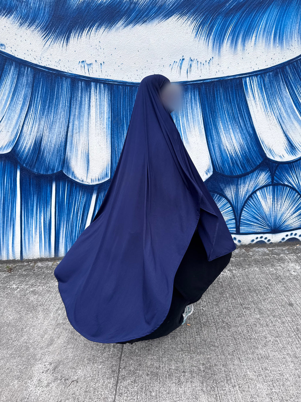Maxi khimar arrondi en jersey - Bleu marine