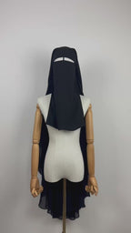 Niqab modulable en woolpeach et mousseline