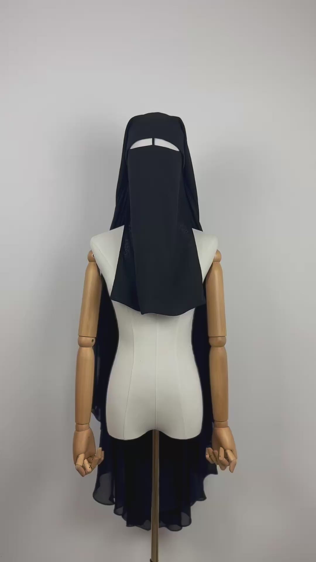 Niqab modulable en woolpeach et mousseline