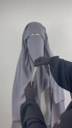 Niqab modulable en woolpeach et mousseline