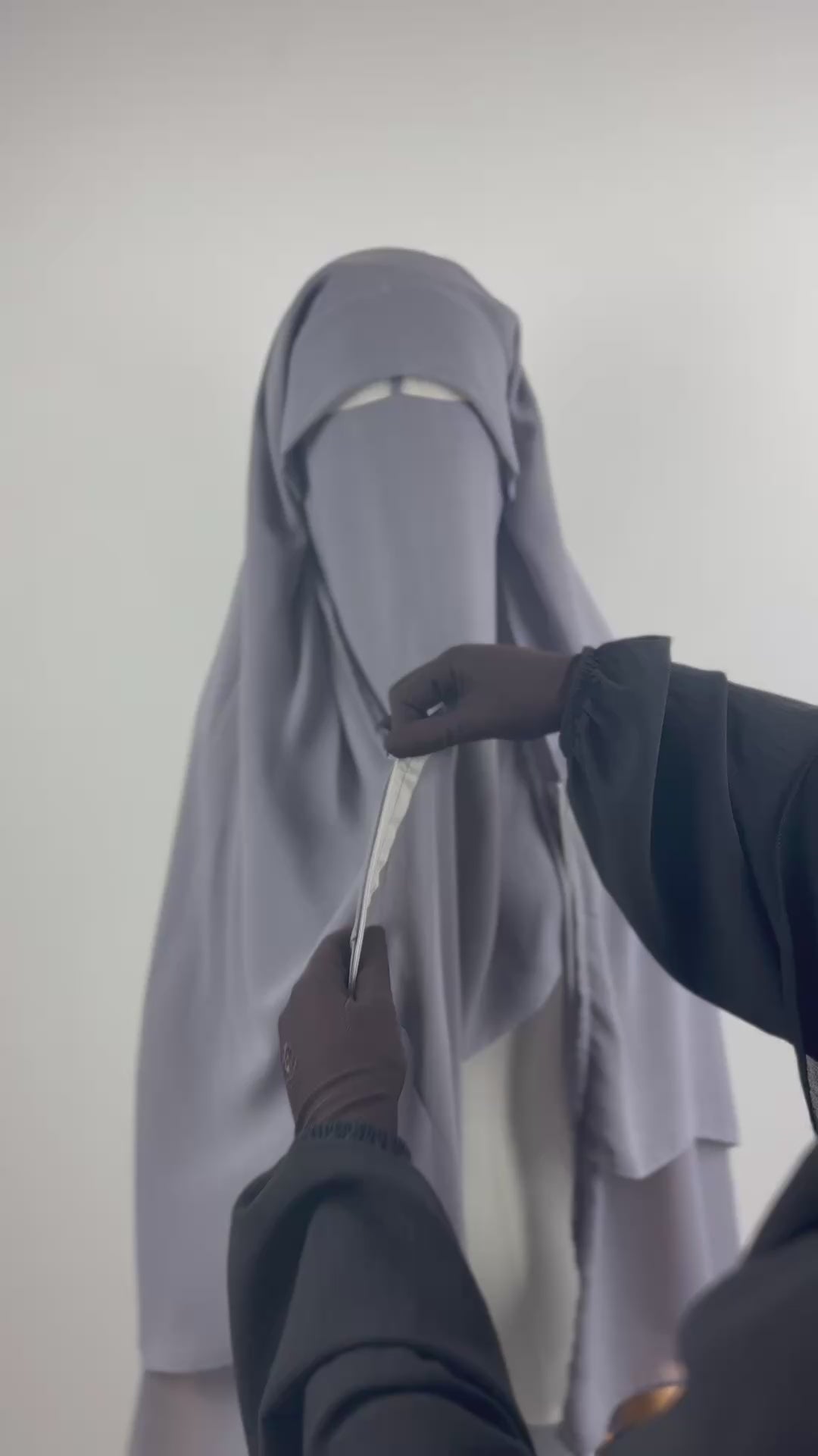 Niqab modulable en woolpeach et mousseline