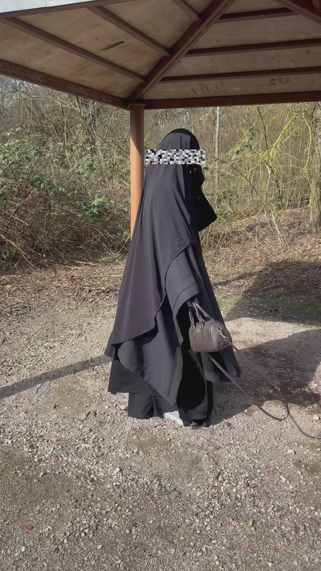 Maxi khimar arrondi en jersey - Noir
