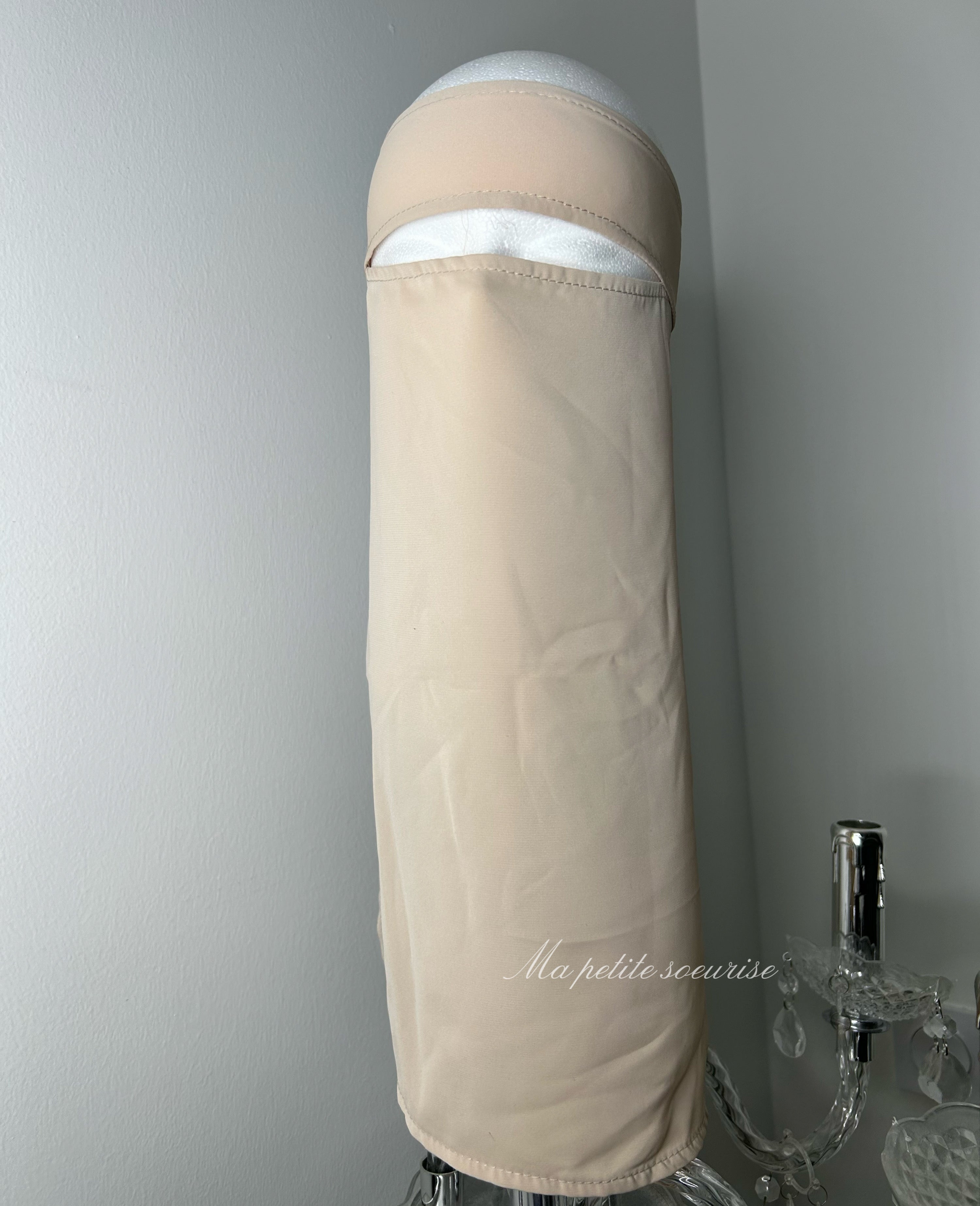 Beige Medina silk headband niqab